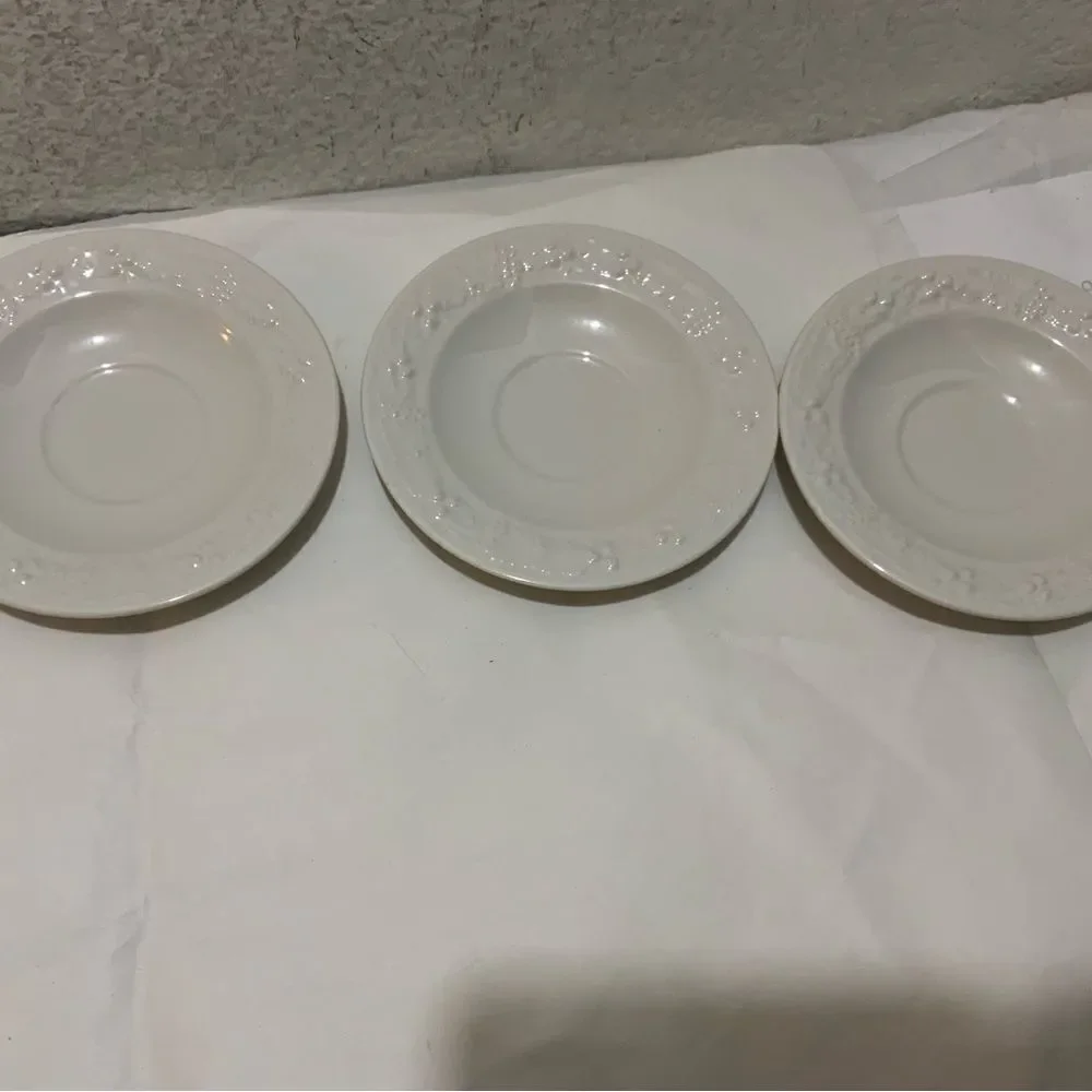 Vintage Set 3 HOMER LAUGHLIN Grapes & Vine Border White salad bowls 7”